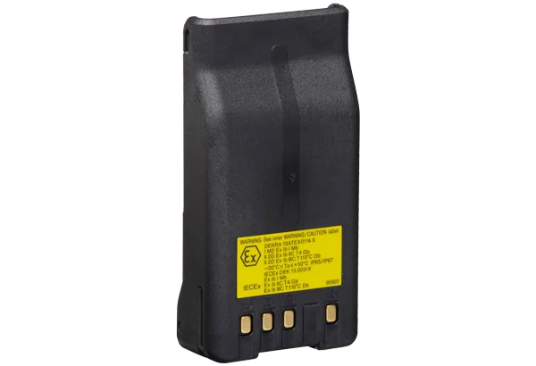 KNB-77LEX YENİ  ATEX Sertifikalı Li-Ion Pil - 2860 mAh  7.4 V - 2860 mAh kapasiteli 17 saatte daha uzun pil ömrü sağlayan NX-230EX - 330EX taşınabilir Telsizlar için yüksek kapasiteli ATEX ve IECEx sertifikalı Kendinden Emniyetli Li-ion pil paketi.